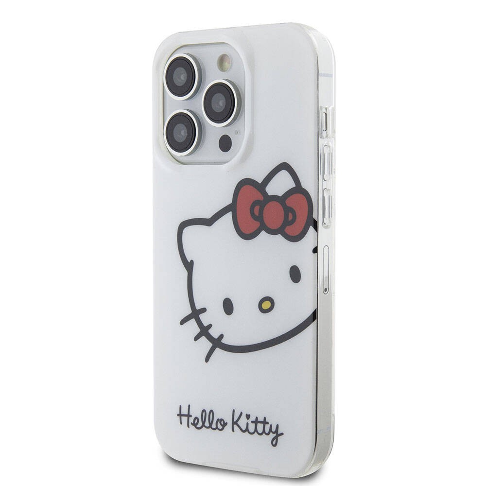 iPhone 15 Pro Kılıf Hello Kitty Orjinal Lisanslı Yazı ve İkonik Logolu Kitty Head Kılıf