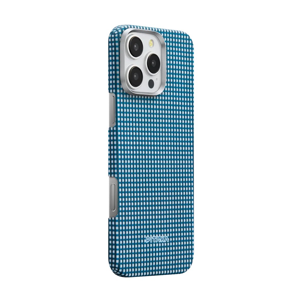 iPhone 16 Pro Kılıf Magsafe Şarj Özellikli Aramid Fiber Pitaka Ultra-Slim Classic Serisi Ocean Blue Kılıf