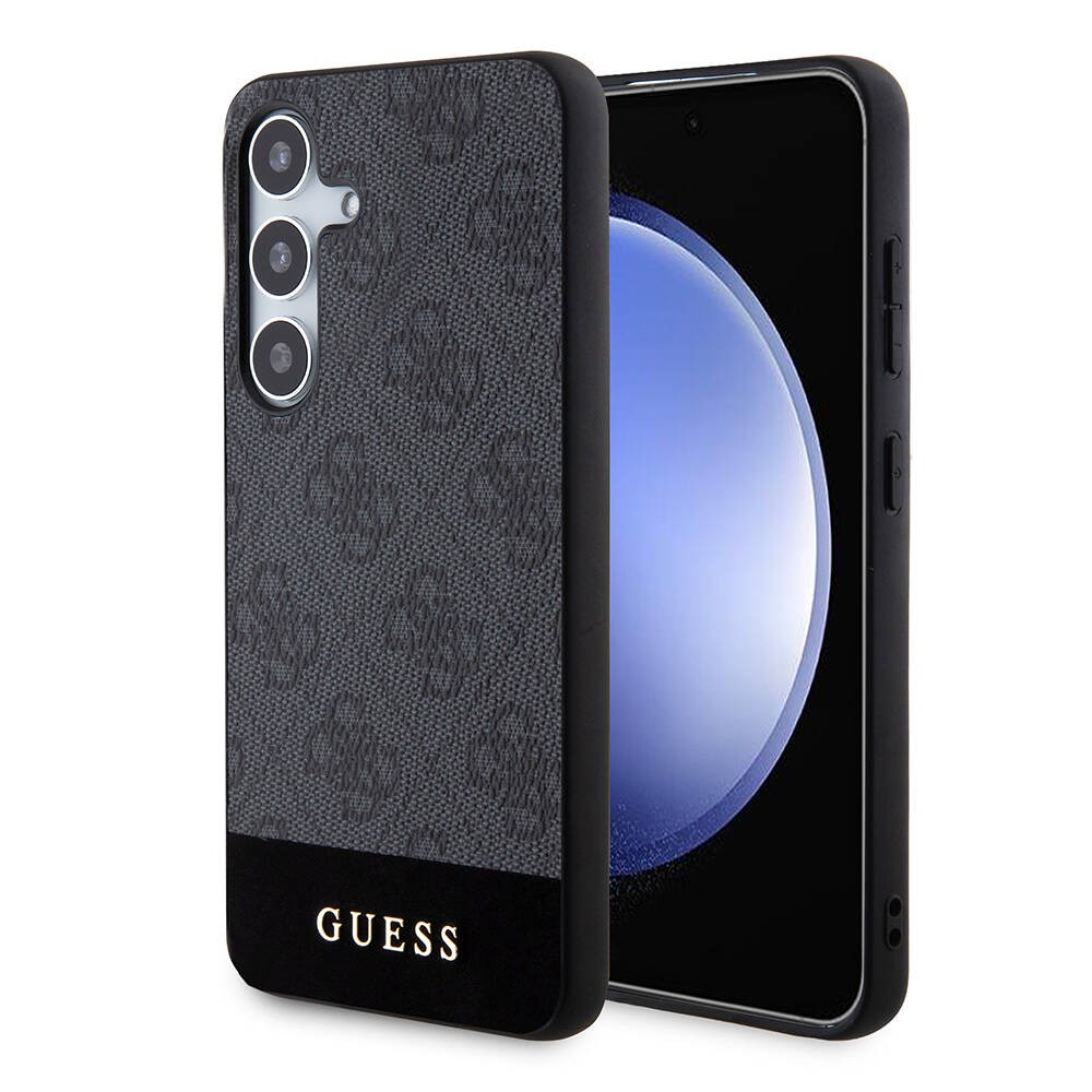 Galaxy S24 Kılıf Guess Orjinal Lisanslı PU Deri Şerit Logo Dizaynlı Kılıf