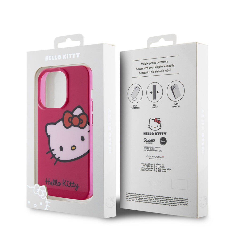 iPhone 15 Pro Kılıf Hello Kitty Orjinal Lisanslı Yazı ve İkonik Logolu Kitty Head Kılıf