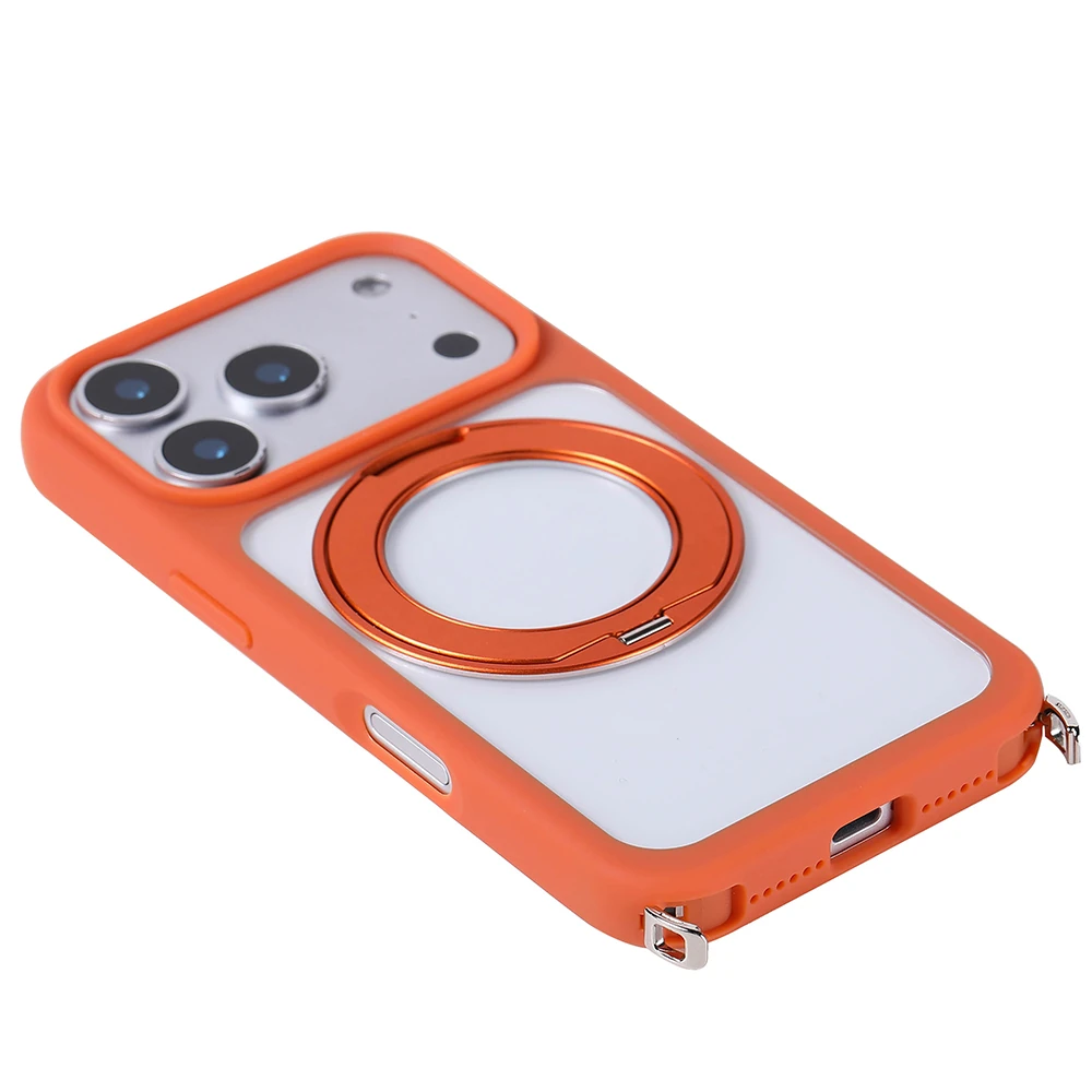 Apple iPhone 17 Pro Kılıf M-Safe Şarj Özellikli Standlı Zore Piza Silikon Kapak