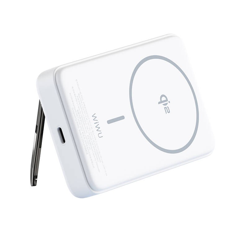 Wiwu Wi-P031 Qi2 Şarj Teknolojili LED Işık Göstergeli Standlı 30W Taşınabilir Magsafe Wireless Powerbank 10.000mAh