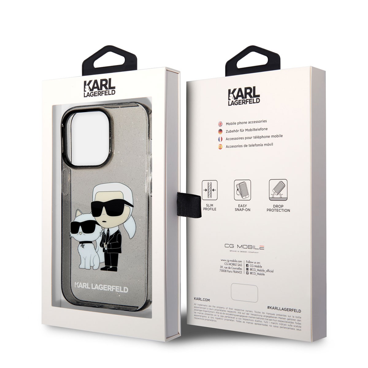 iPhone 14 Pro Max Kılıf Karl Lagerfeld Transparan Simli K&C Dizayn Kılıf