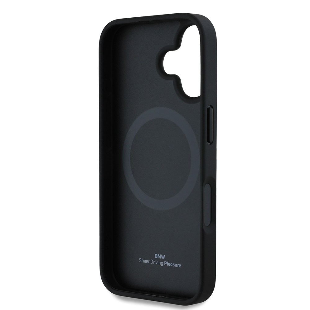 Apple iPhone 16 Kılıf BMW Orjinal Lisanslı M-safe Şarj Özellikli Metal Logolu Yarım Dokulu Circle Deri Kapak