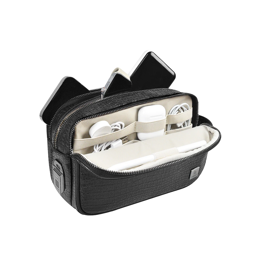 Wiwu Salem Serisi Parmak İzi Kilitli Çok Fonksiyonlu Taşınabilir Mobil Aksesuar Çantası