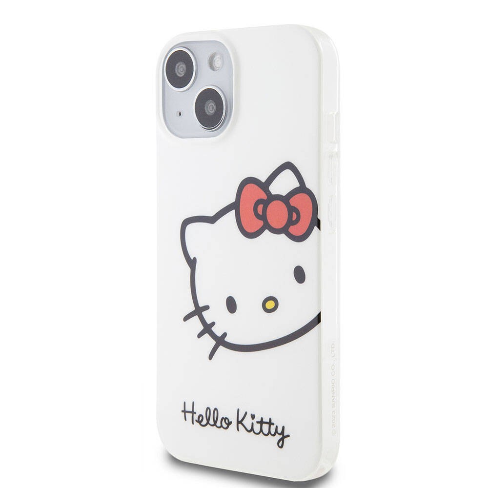 iPhone 15 Kılıf Hello Kitty Orjinal Lisanslı Yazı ve İkonik Logolu Kitty Head Kılıf