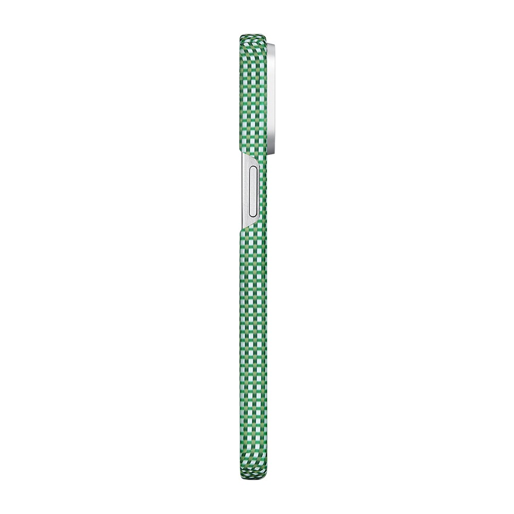 Apple iPhone 15 Pro Max Kılıf M-safe Şarj Özellikli Aramid Fiber Pitaka Ultra-Slim Classic Serisi Forest Green Kapak