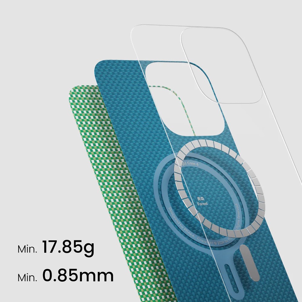 iPhone 16 Pro Kılıf Magsafe Şarj Özellikli Aramid Fiber Pitaka Ultra-Slim Classic Serisi Forest Green Kılıf