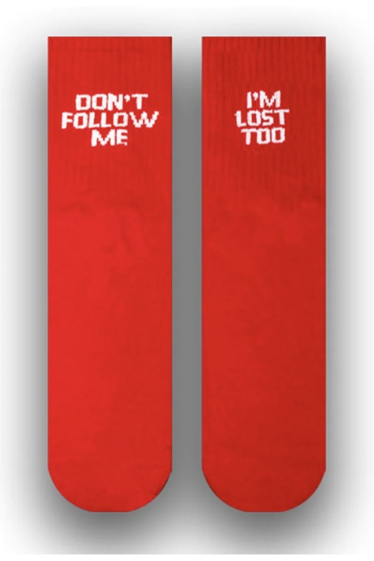 Don't Follow Me Kırmızı Kolej Çorabı