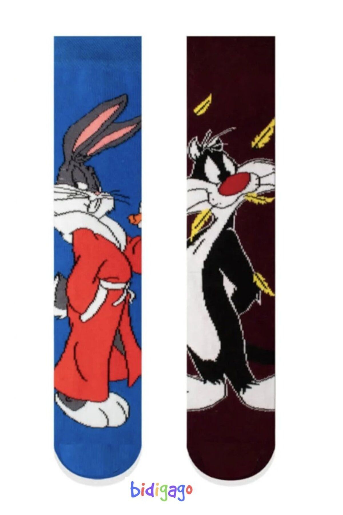 2'li Bugs Bunny ve Sylvester Desenli Çocuk Soket Çorap