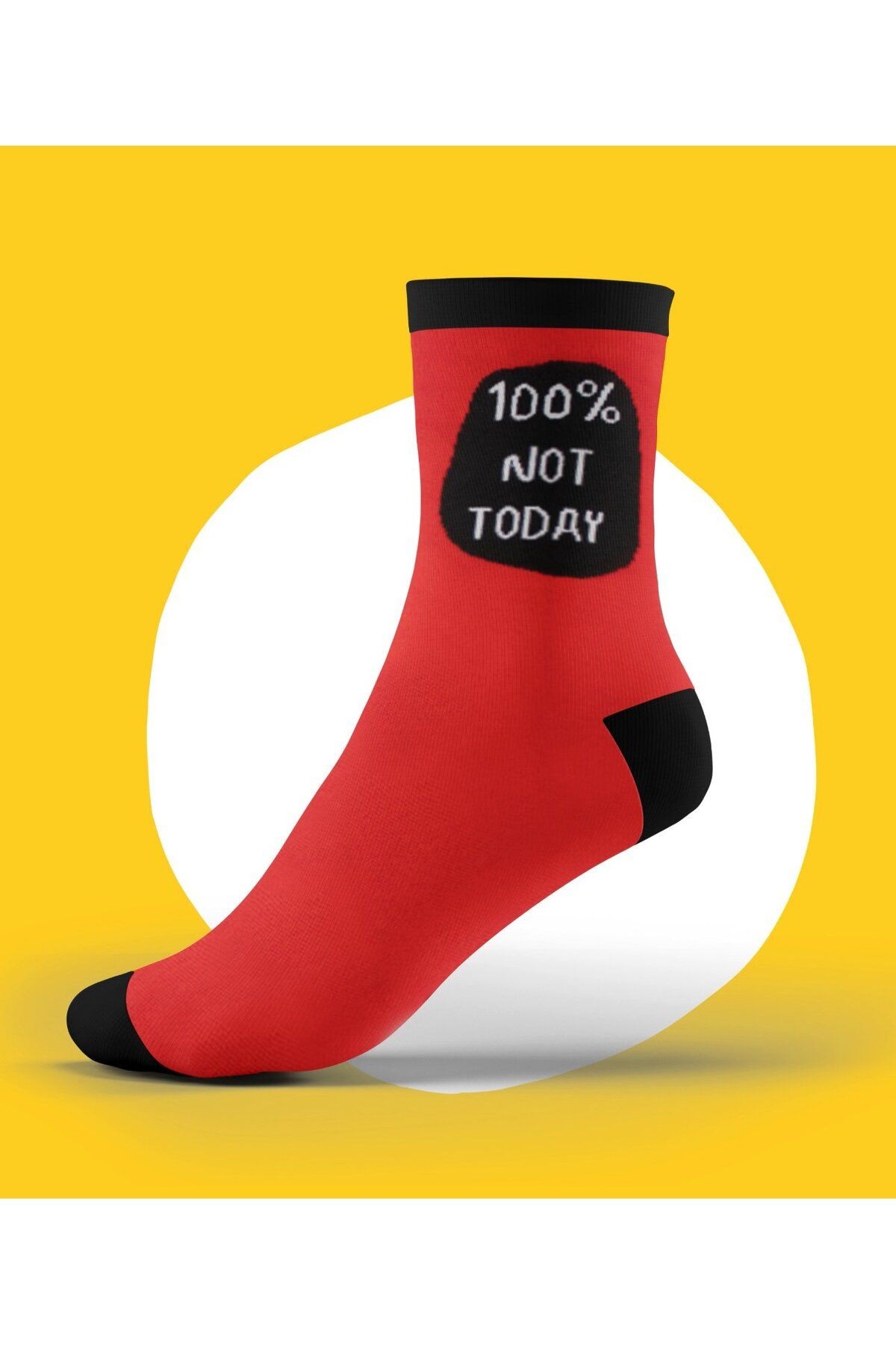 100% Not Today Yazılı Kırmızı Renkli Unisex Çorap