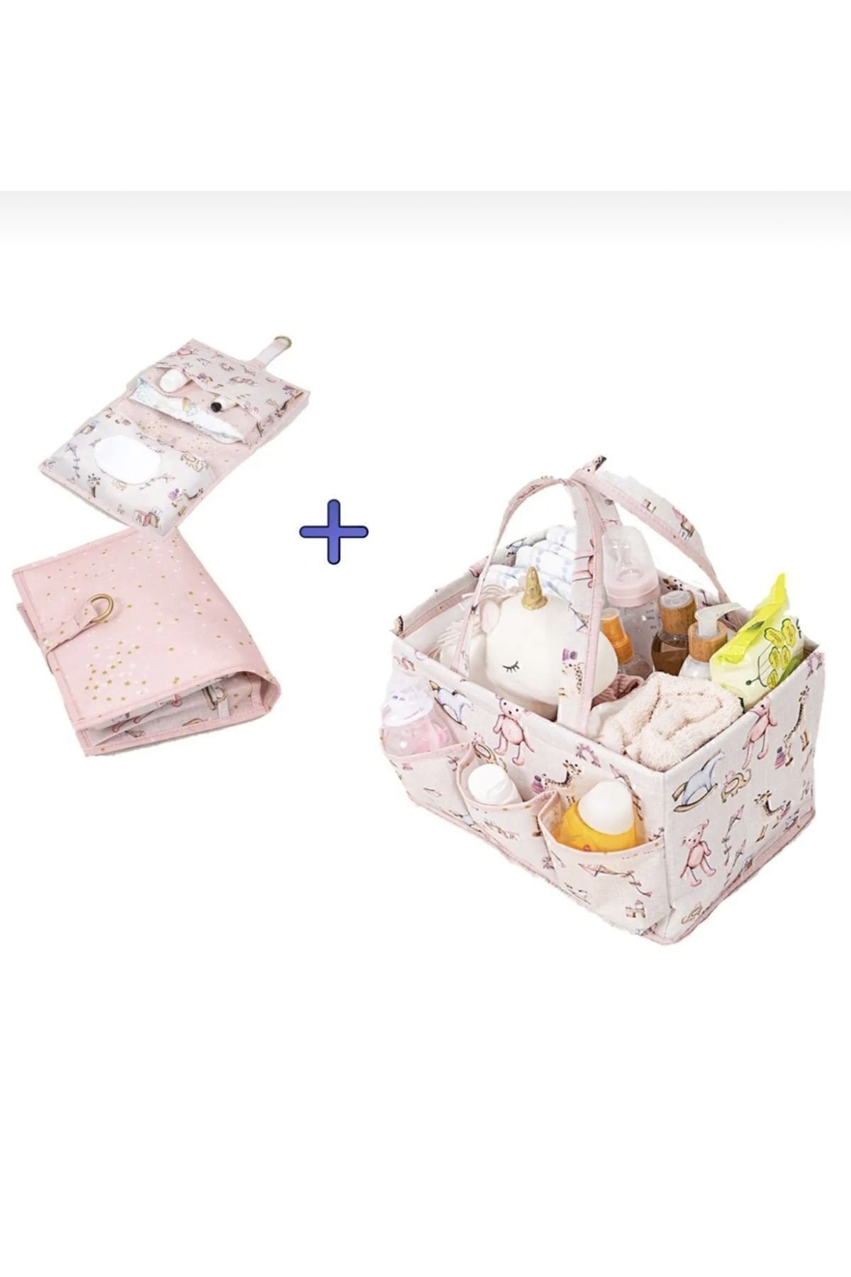 2 li Set Bebek Bakım ve Alt bakım Çantası Organizer Düzenleyici