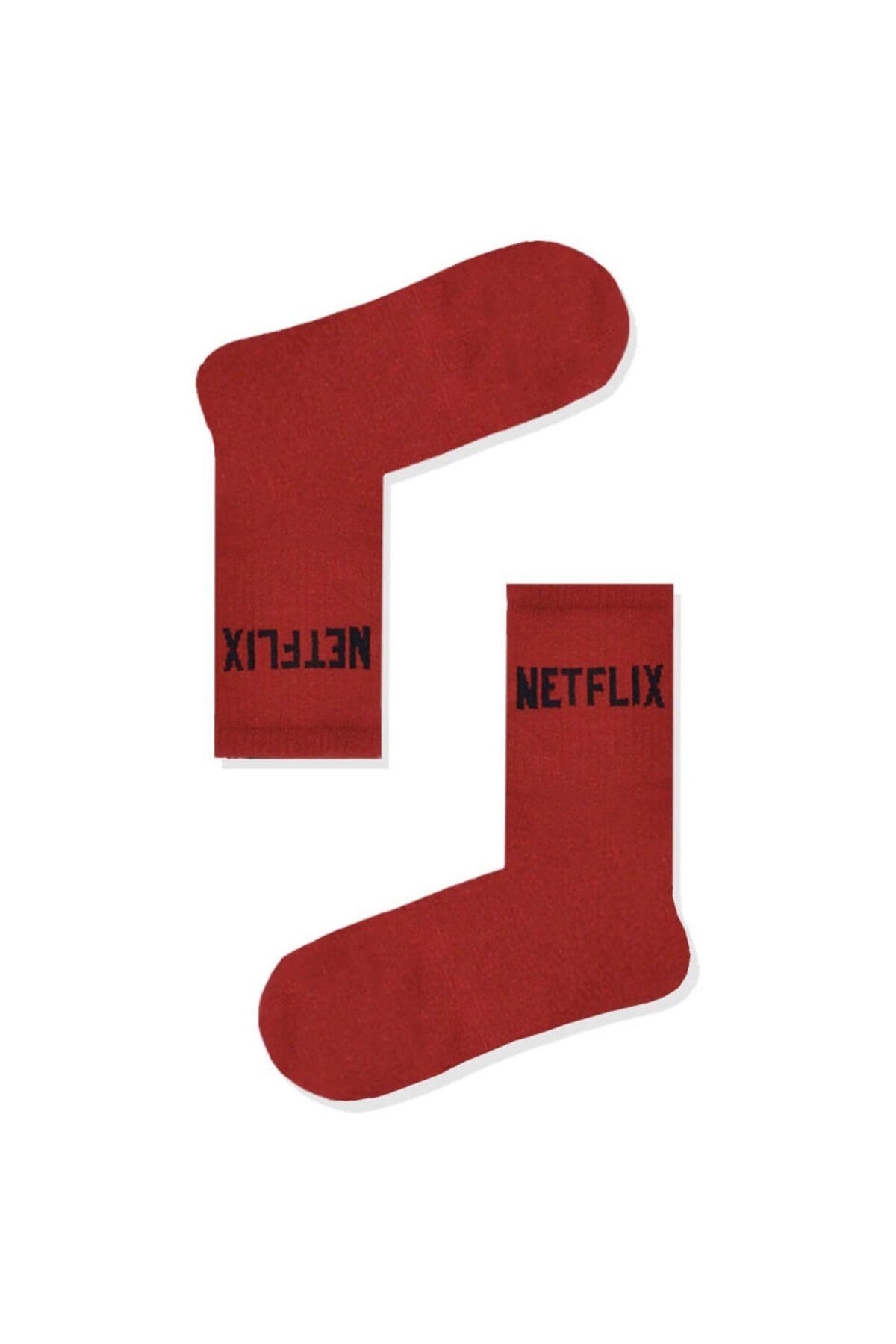 Netflix Kırmızı Atletik Unisex Kolej Çorap