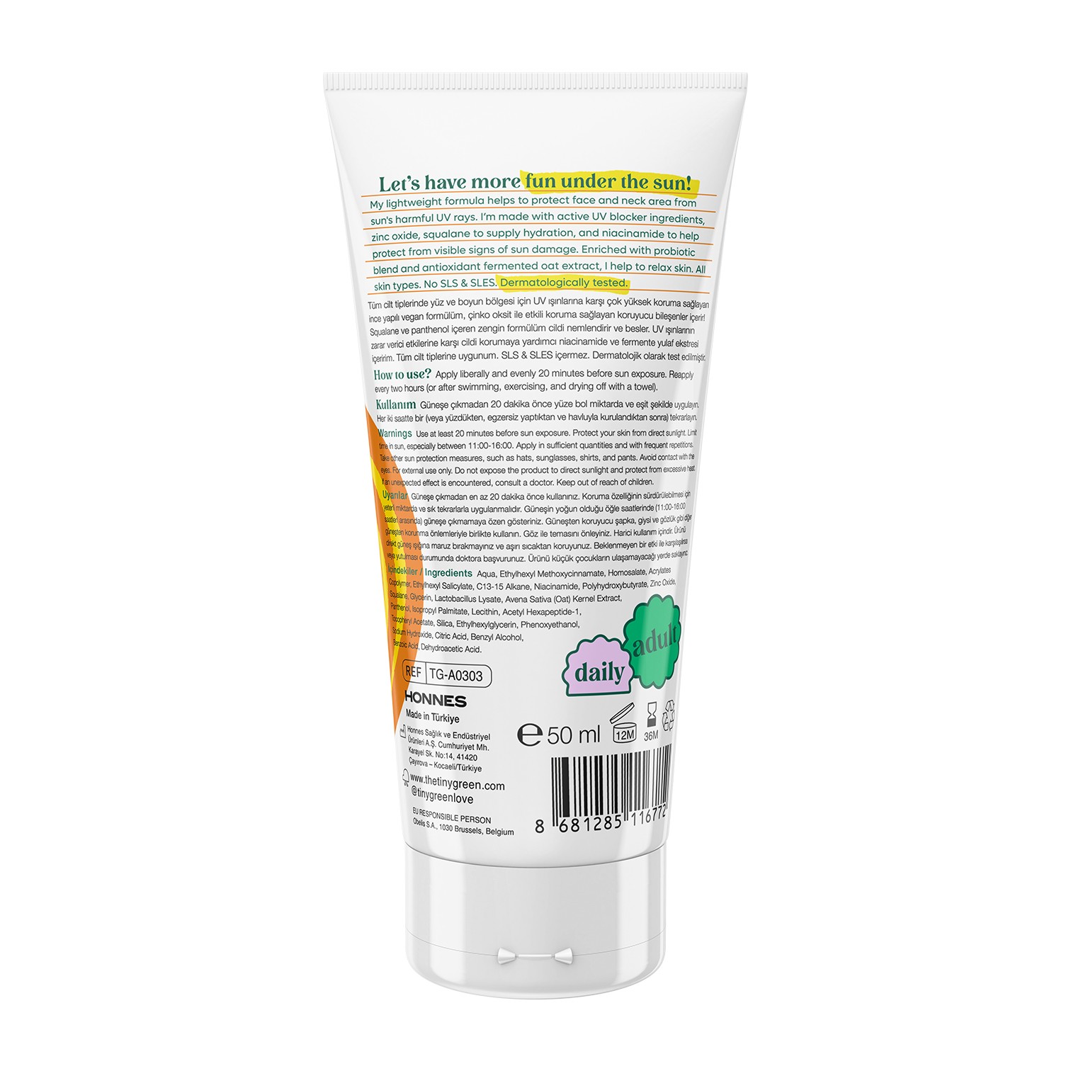 Yetişkin Yüz Güneş Kremi SPF50+ 50ml