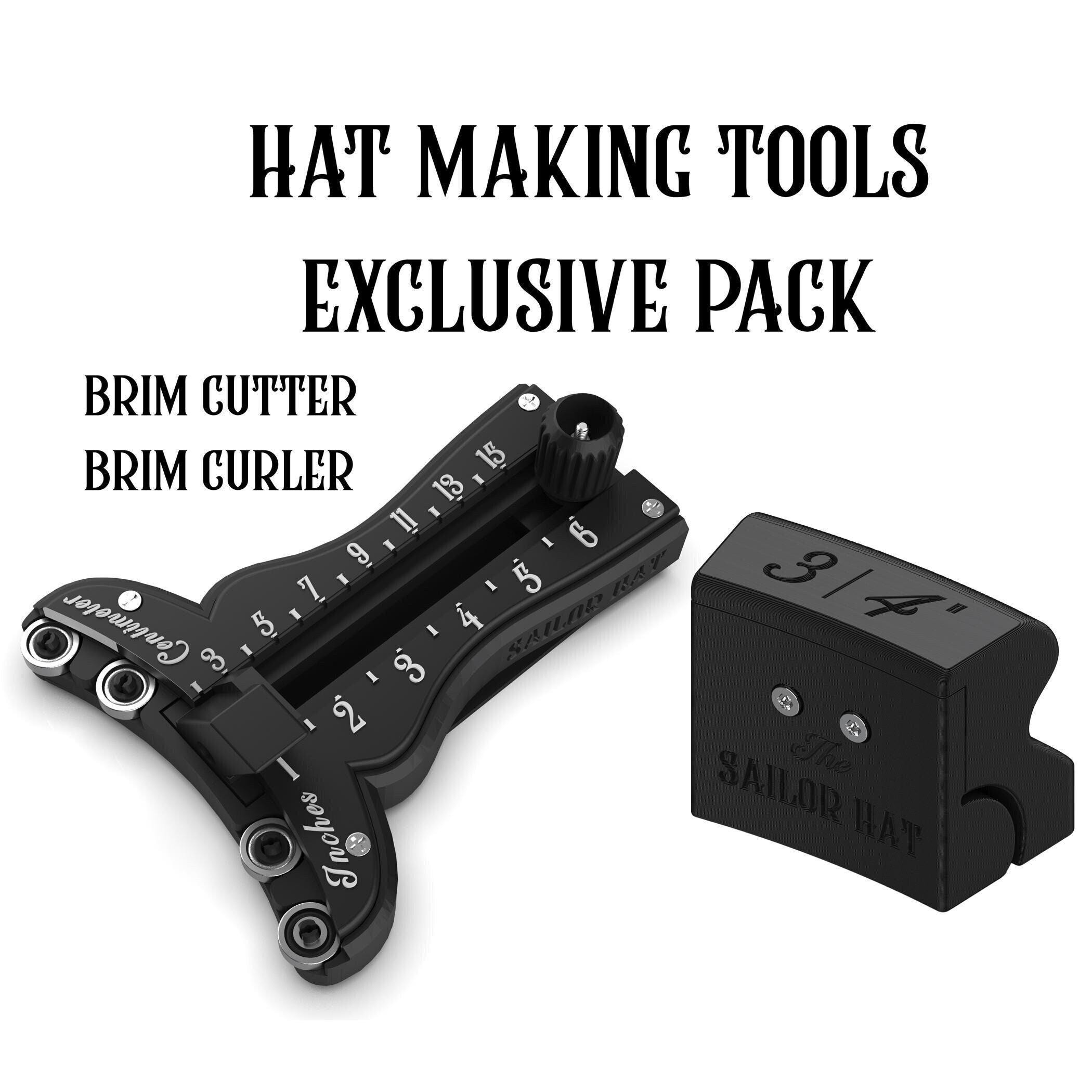 Hat Makers Tool Set 2 - Hat Tools - Brim Curler - Felt Fedora Hat Brim cutter  - Hat Block - Hat Making - Starter pack - Millinery Tool