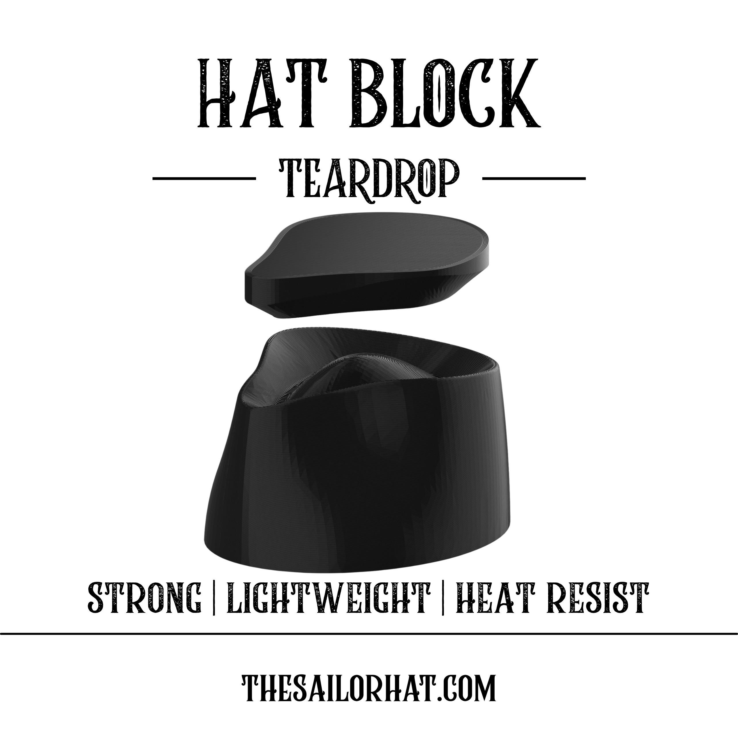 Hat Block Teardrop Fedora  - Size 52 to 64 -  Hat Blocks Millinery - Crown - Hat Making block - Hat Mold - 3D - Custom-Hat making tools