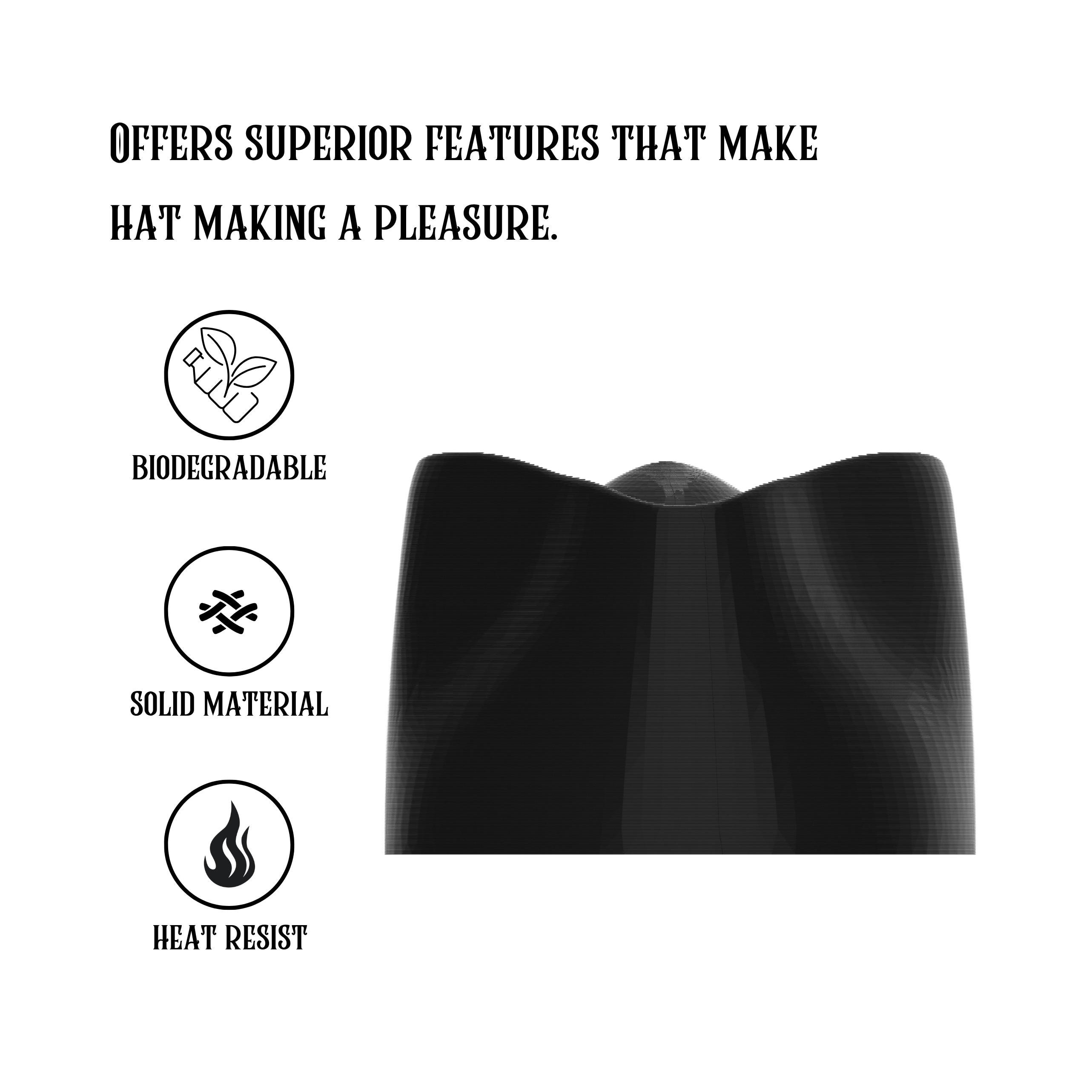 Hat Block Teardrop Fedora  - Size 52 to 64 -  Hat Blocks Millinery - Crown - Hat Making block - Hat Mold - 3D - Custom-Hat making tools