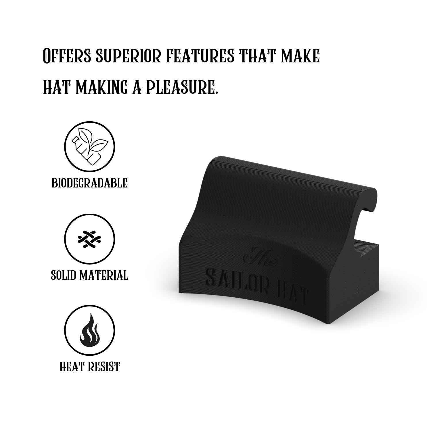 Tolliker Heart / Flat  - Fedora  - Hat Making Tools - Millinery - 3D Print - Flat Brim Fedora