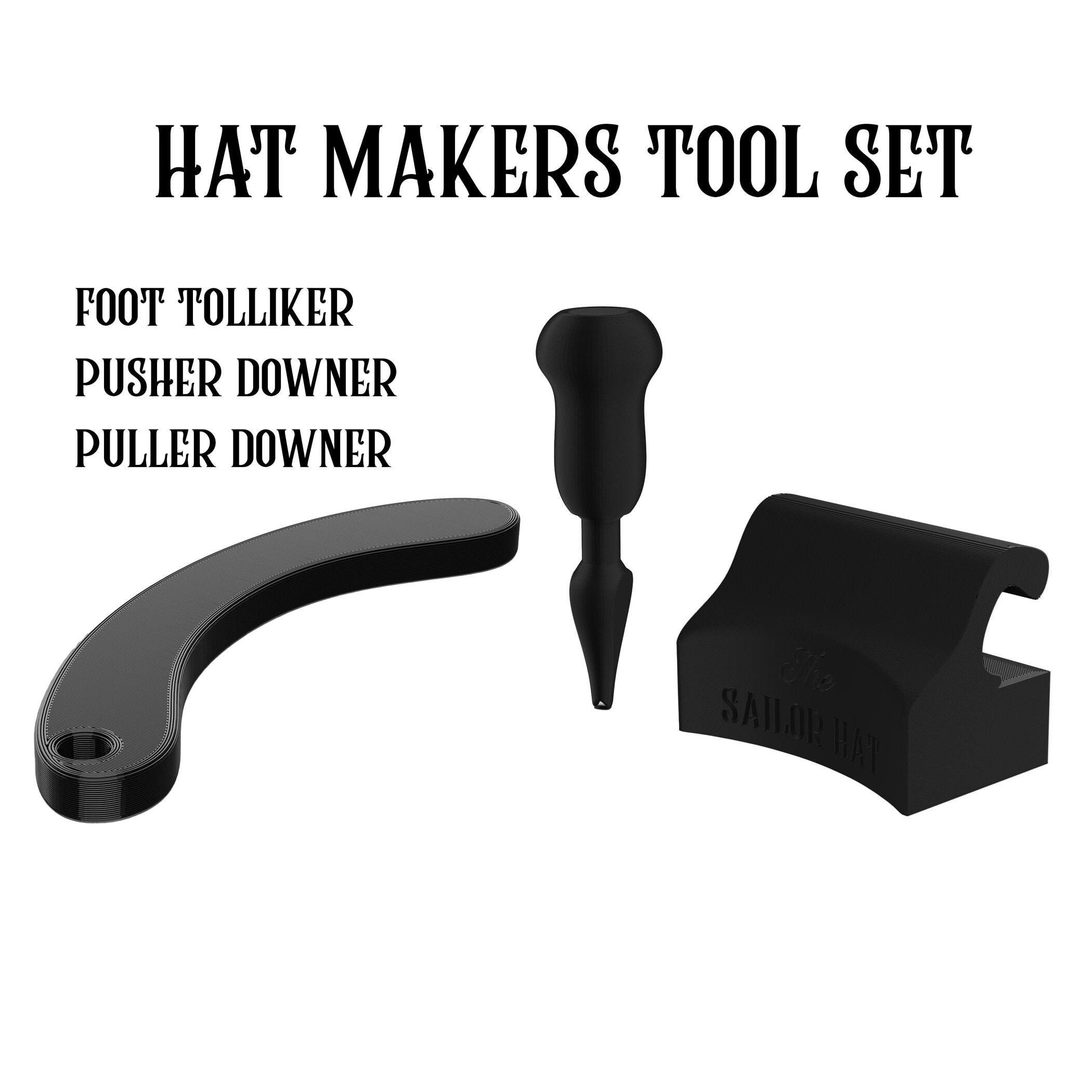 Hat Makers Tool Set - Hat Tools - Tolliker- Pusher Downer - Puller Downer - Hat Block - Fedora -  Hat Making - Starter pack - Millinery Tool