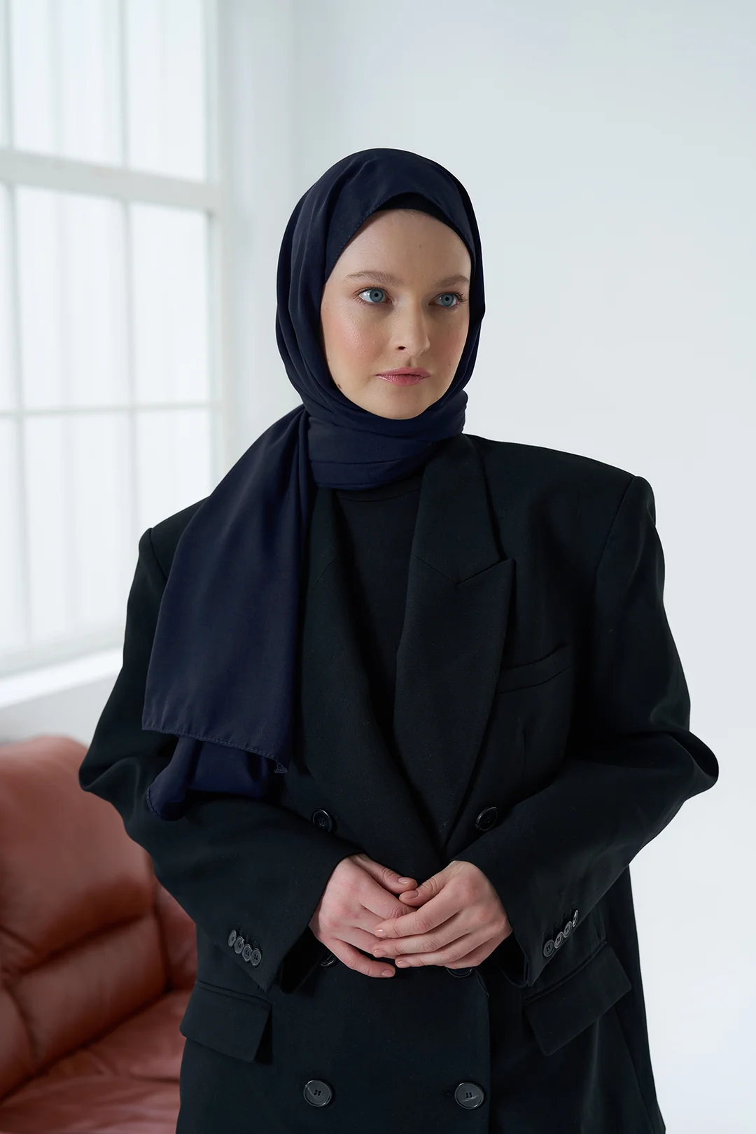 Medine İpeği Şal / Lacivert