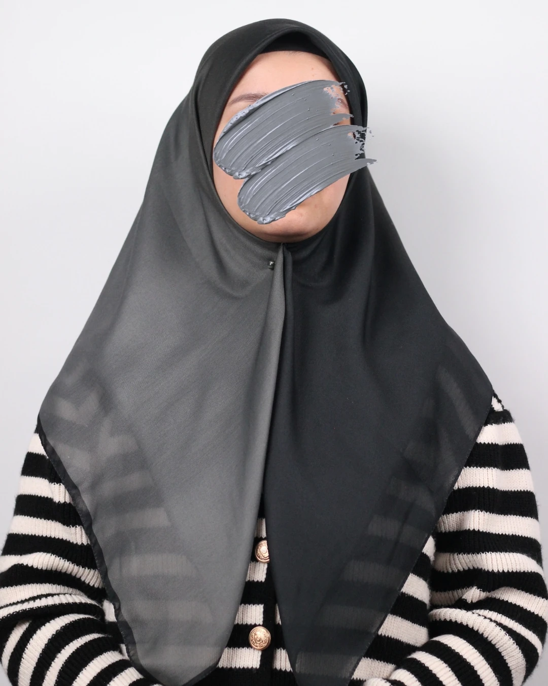 Pamuklu Soft Eşarp / Siyah - Gri