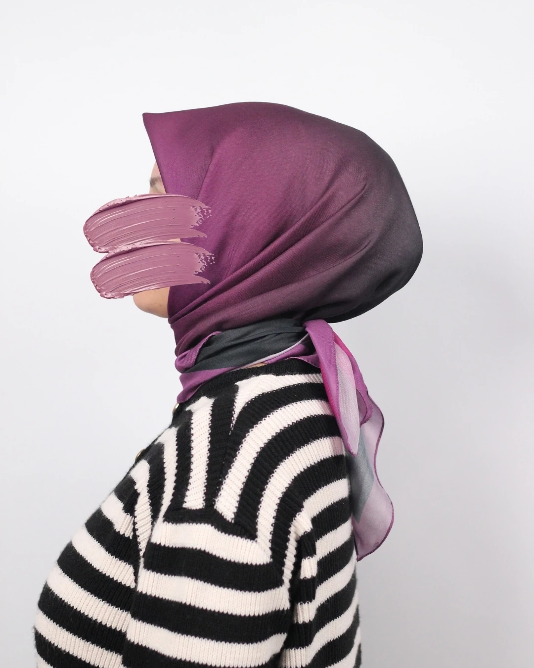 Pamuklu Soft Eşarp / Fuşya-Siyah