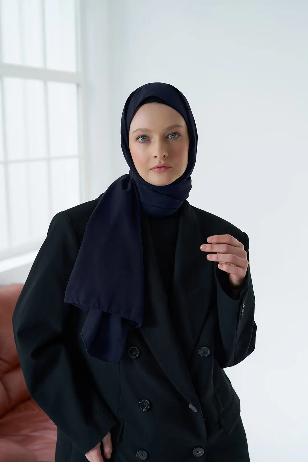 Medine İpeği Şal / Lacivert