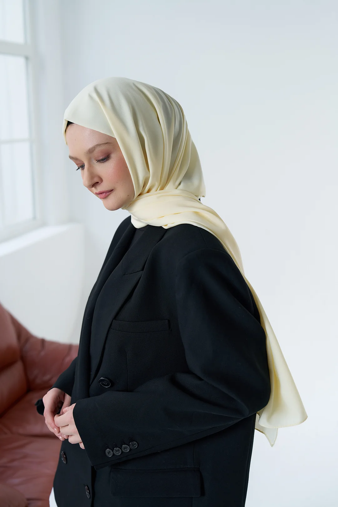 Medine İpeği Şal / Krem