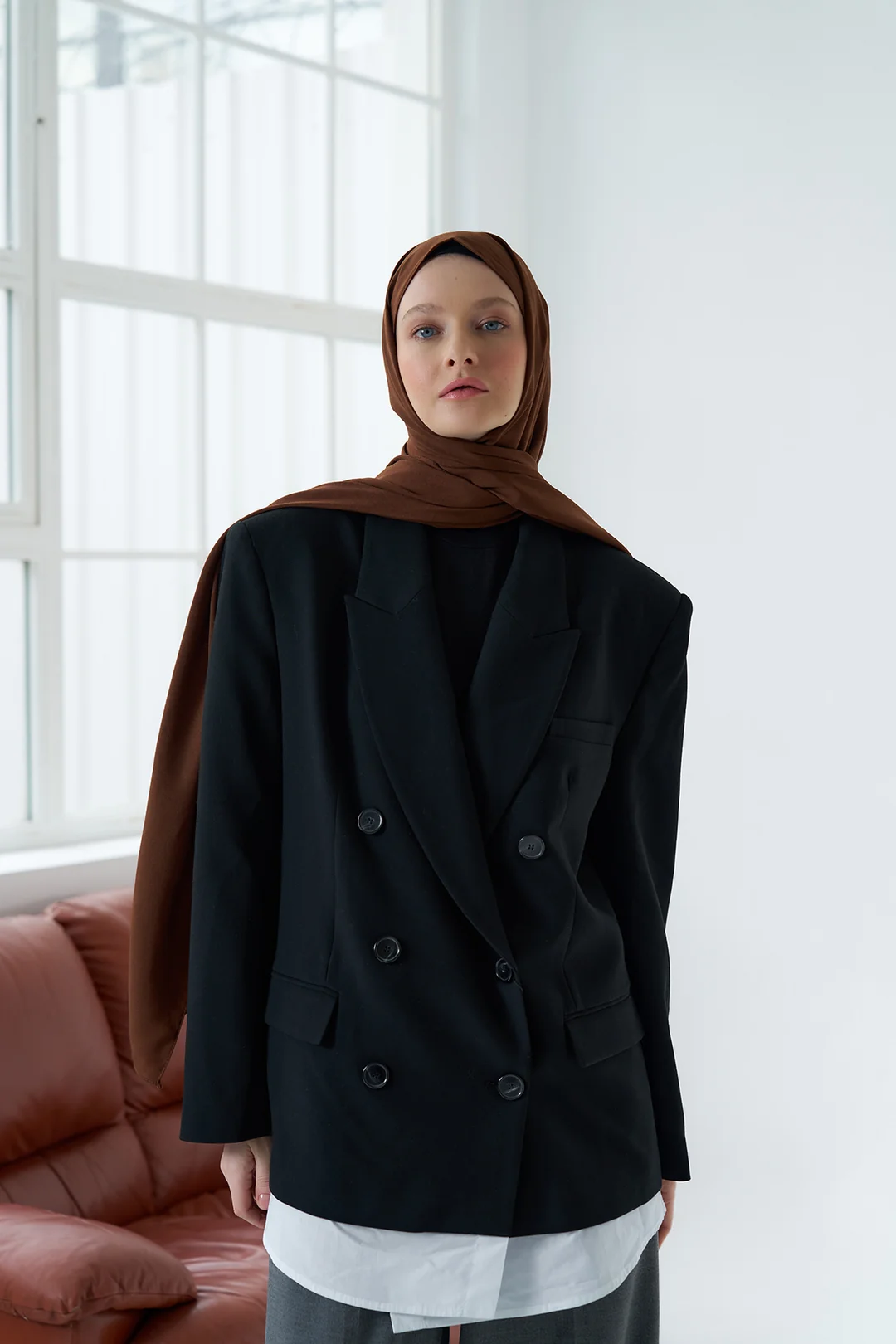 Medine İpeği Şal / Kahverengi