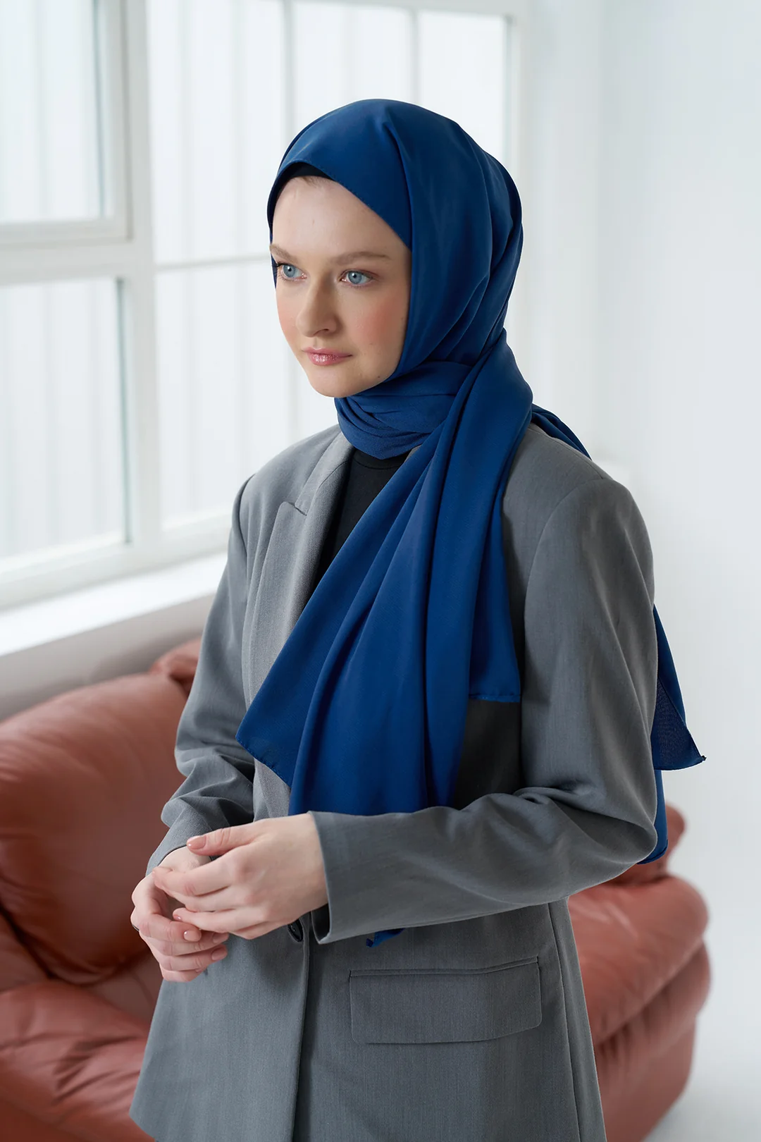 Medine İpeği Şal / Gece Mavisi