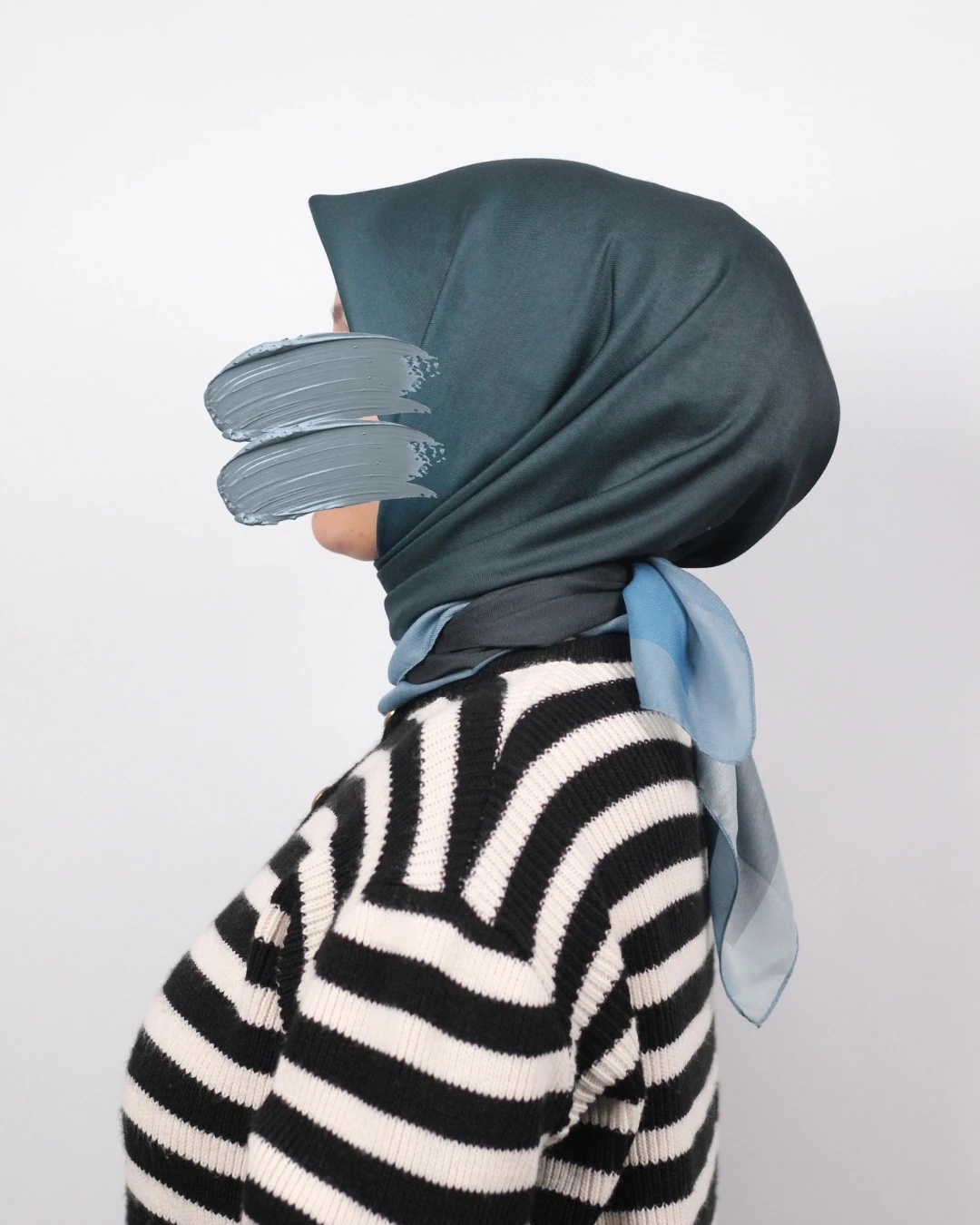 Pamuklu Soft Eşarp / Petrol Mavi-Siyah