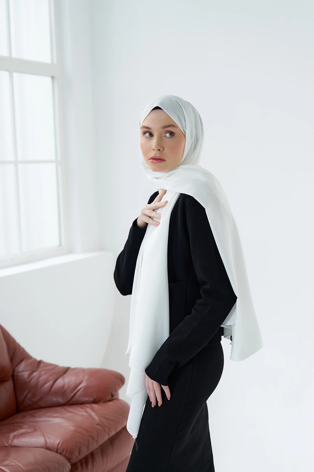 Medine İpeği Şal / Beyaz