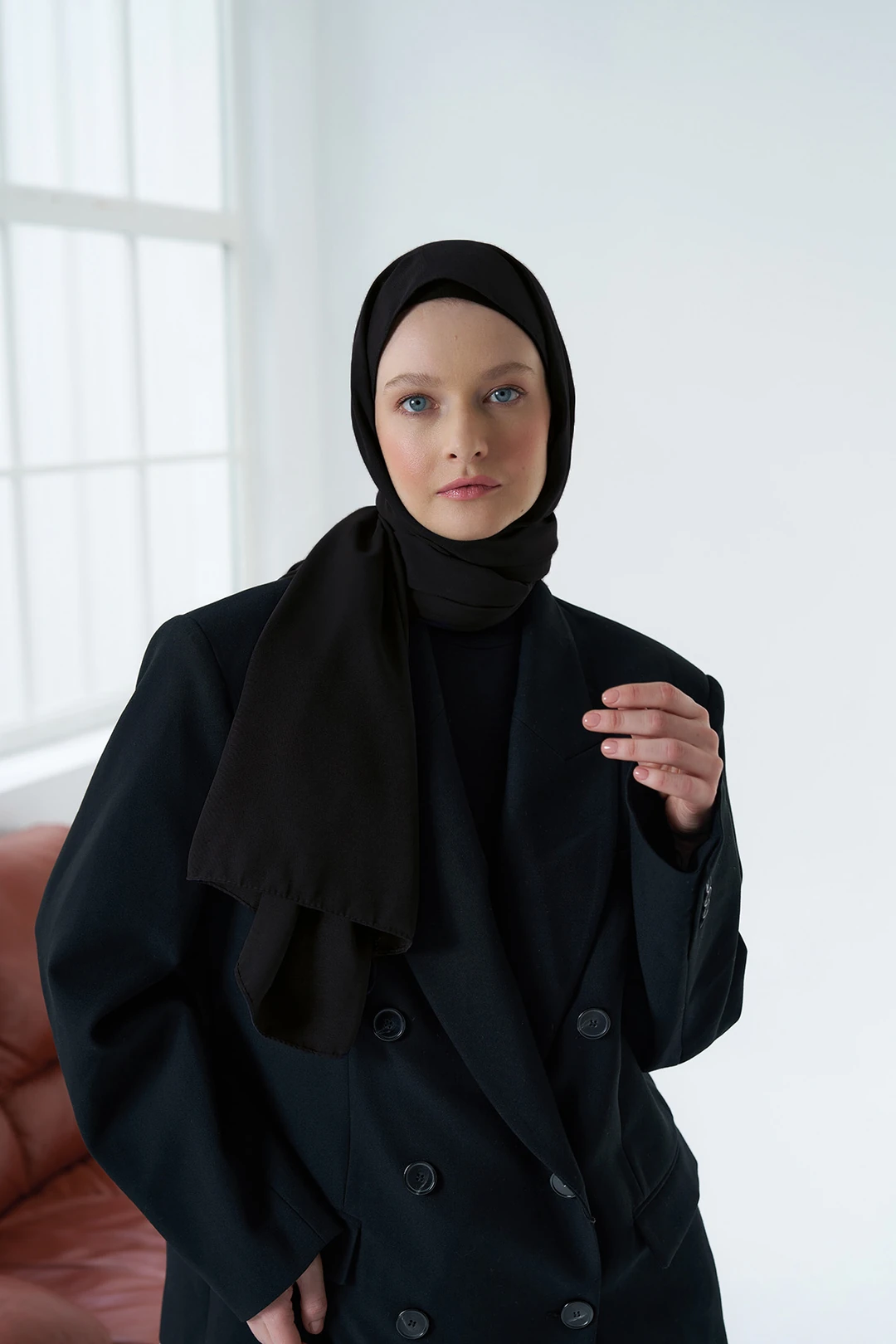 Medine İpeği Şal / Siyah