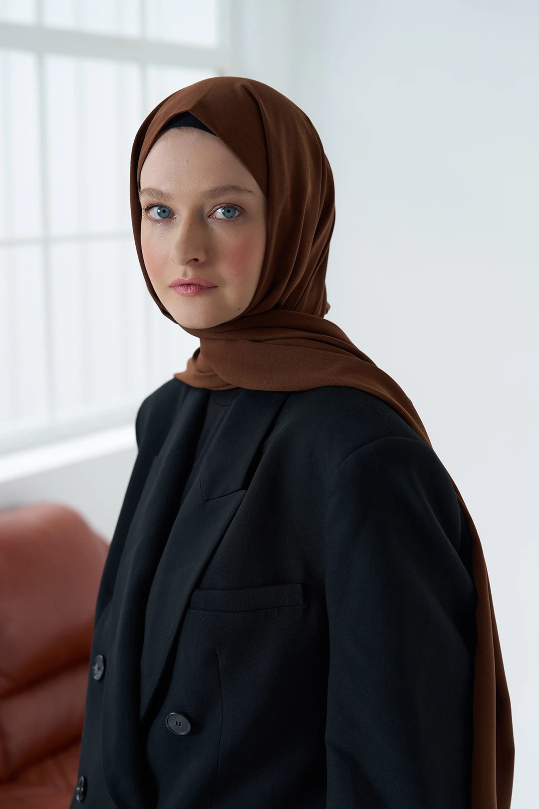 Medine İpeği Şal / Kahverengi