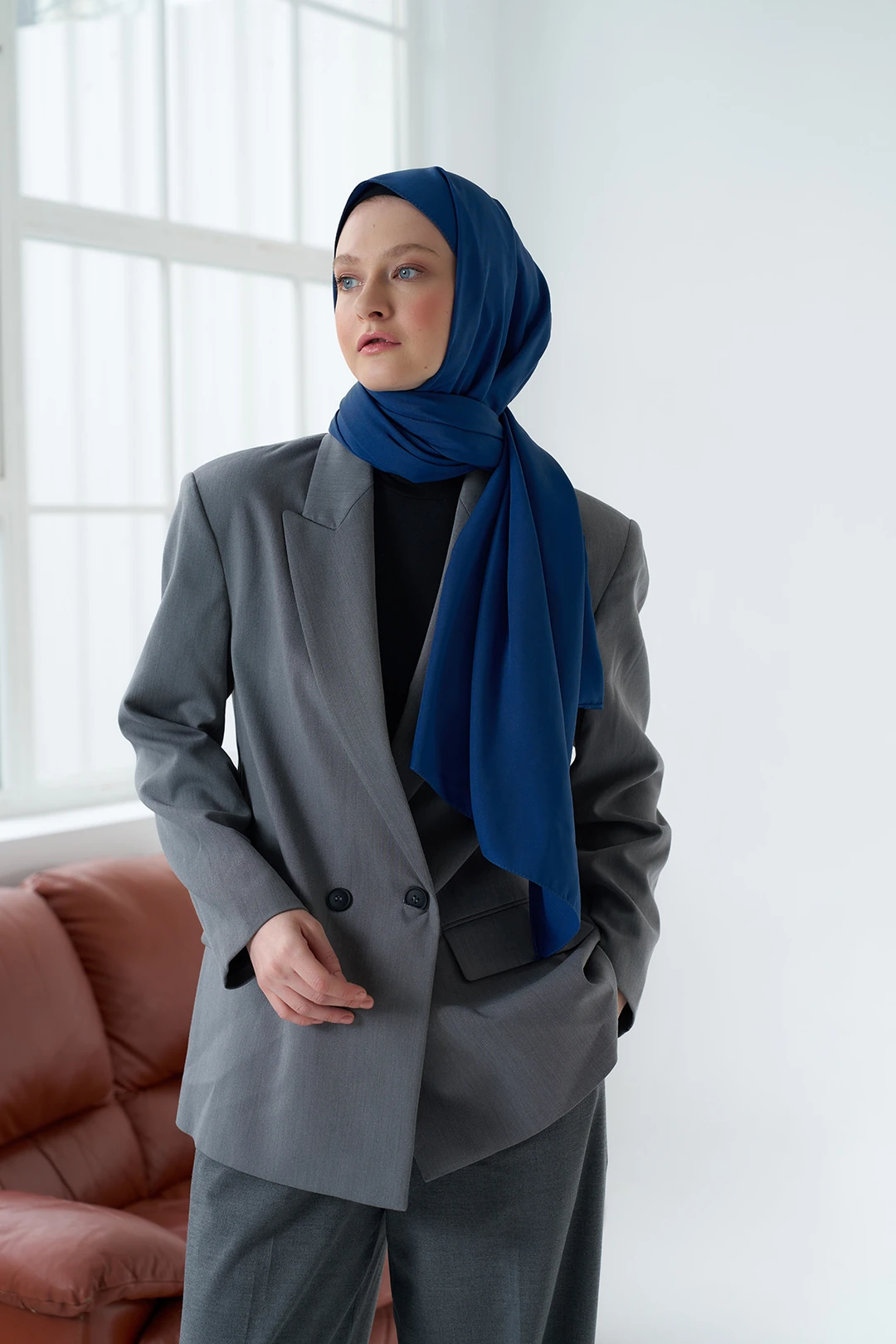 Medine İpeği Şal / Gece Mavisi