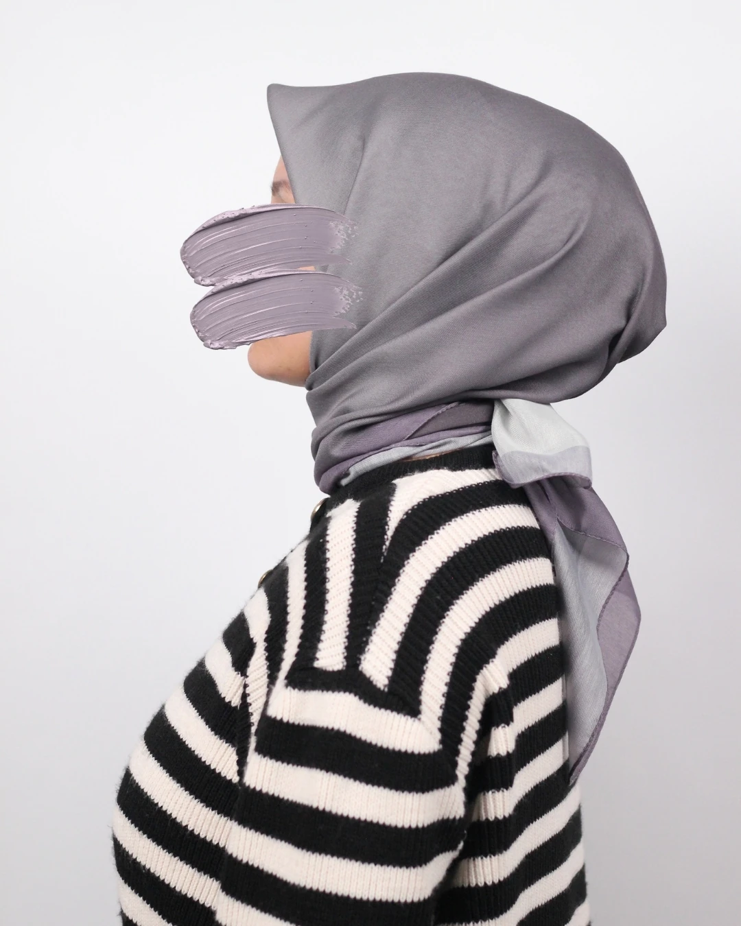 Pamuklu Soft Eşarp / Koyu Lavanta/Gri