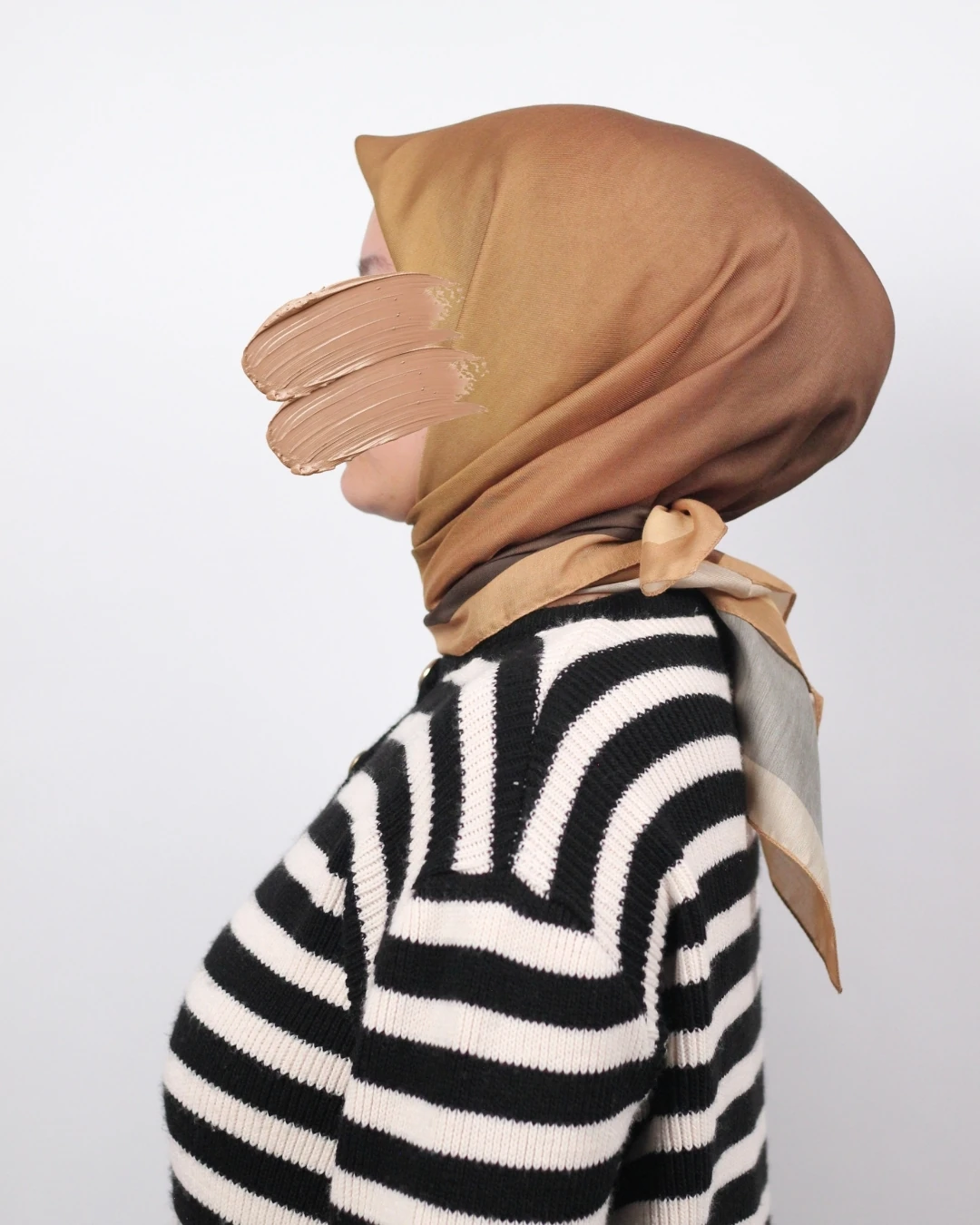 Pamuklu Soft Eşarp / Koyu Kahve-Sarı