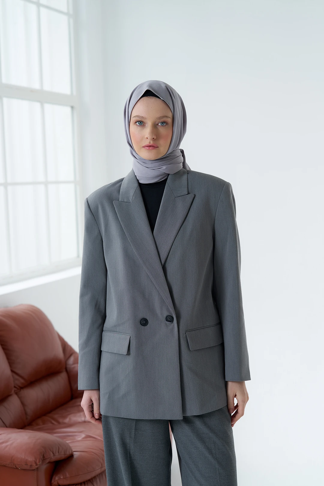 Medine İpeği Şal / Gri