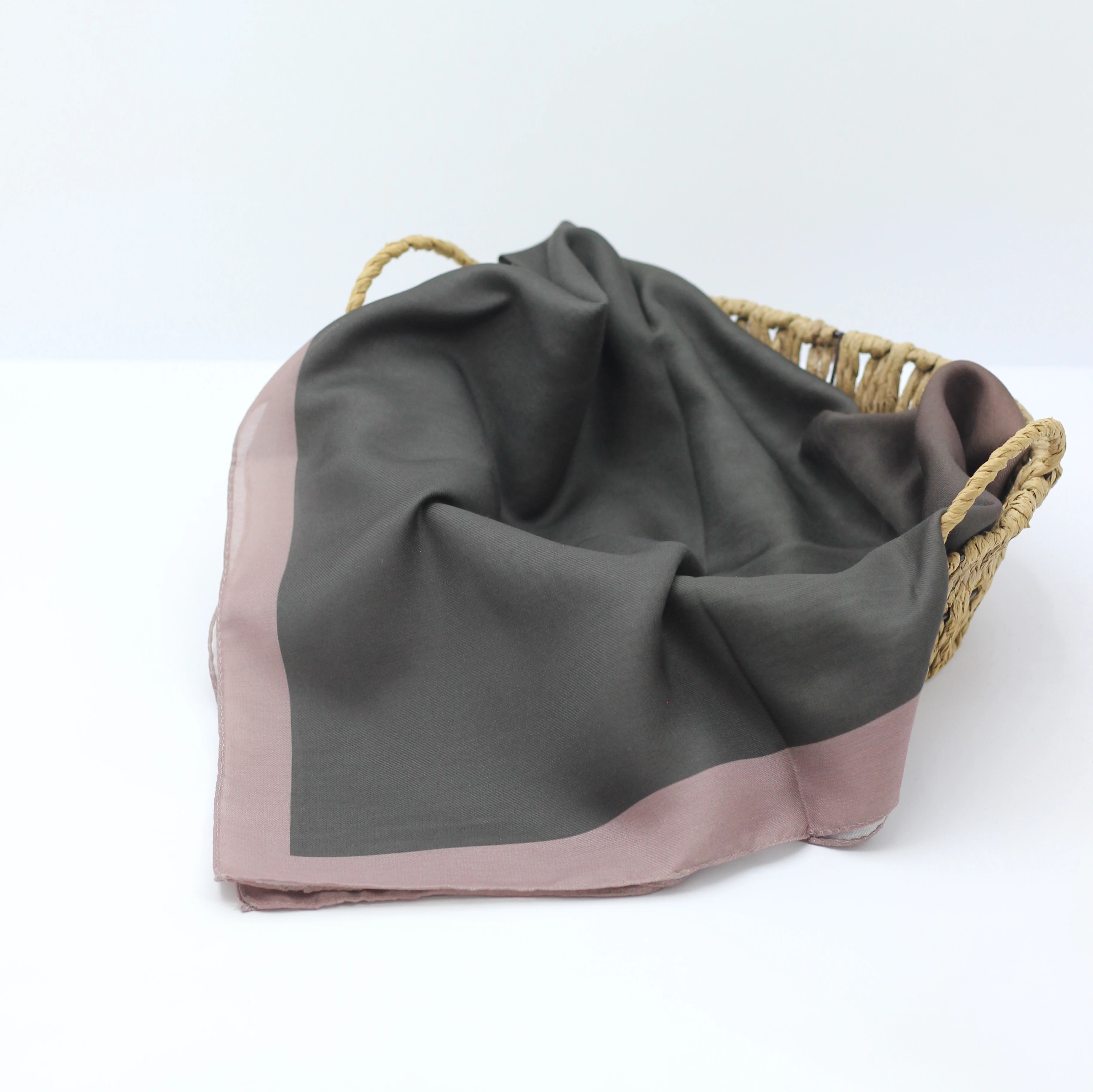 Pamuklu Soft Eşarp / Kahverengi- Pudra Pembe 