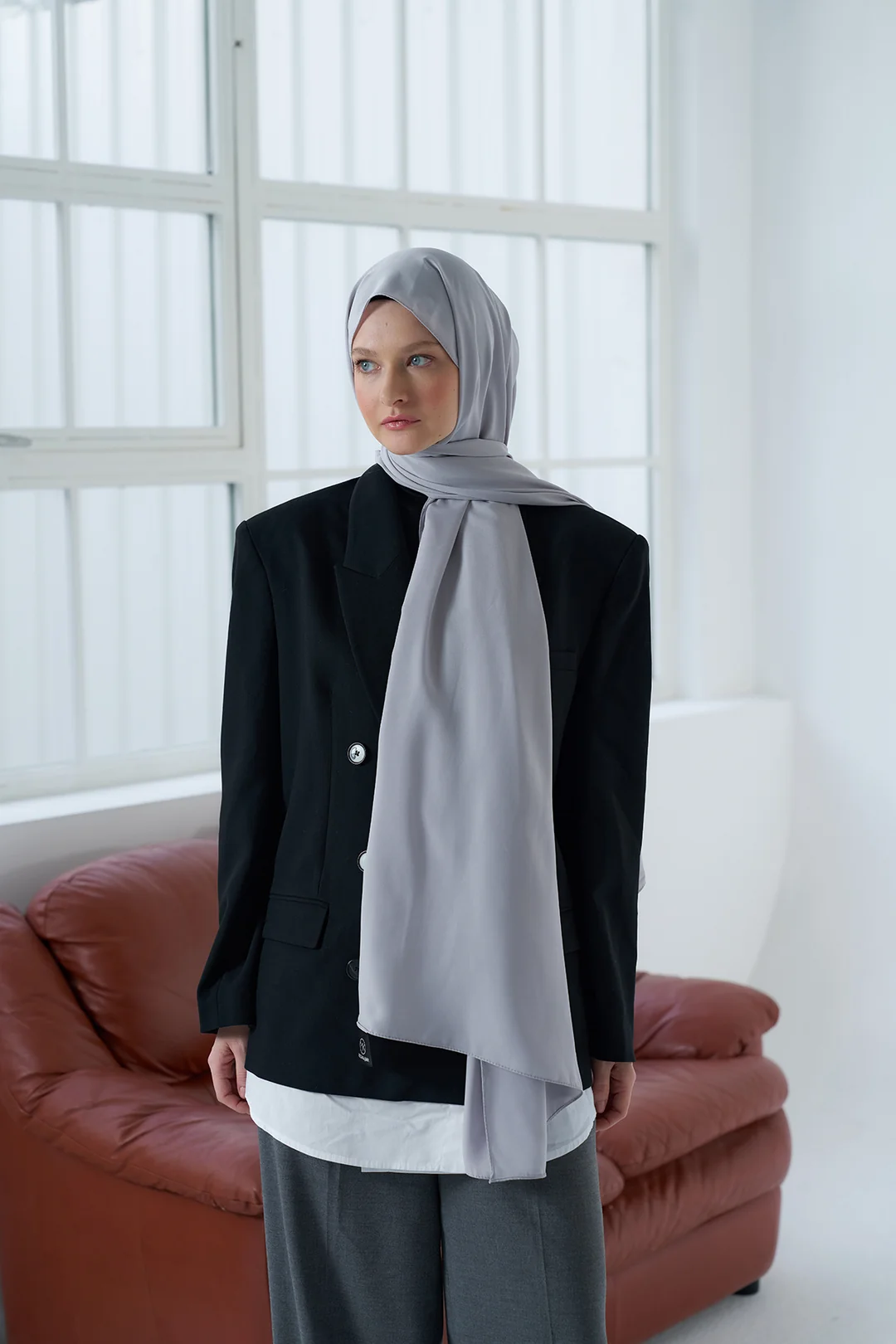 Medine İpeği Şal / Gümüş