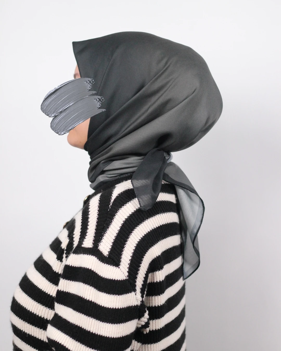 Pamuklu Soft Eşarp / Siyah - Gri