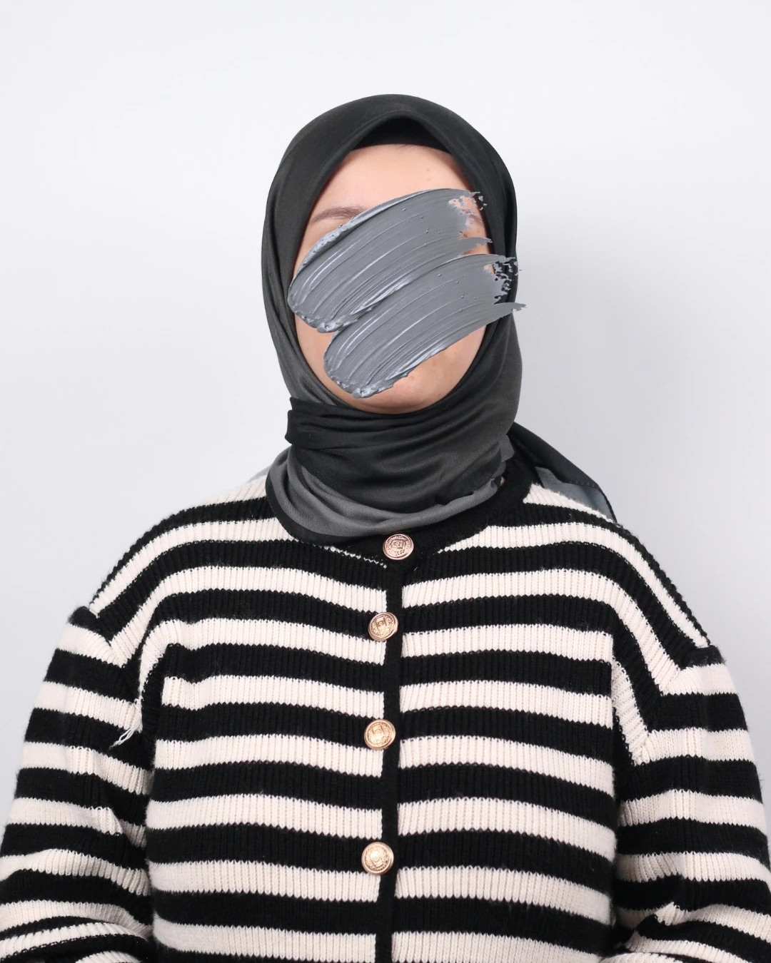 Pamuklu Soft Eşarp / Siyah - Gri