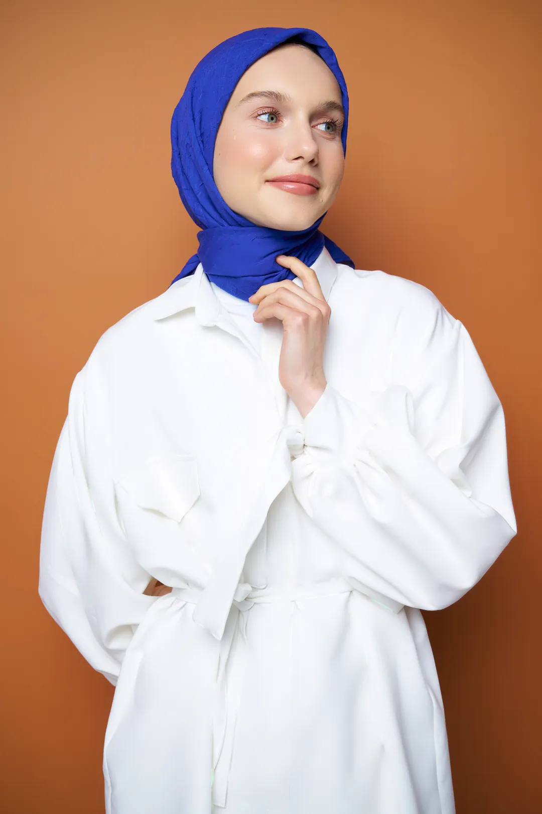 Bambu Kraş Eşarp / Saks Mavisi