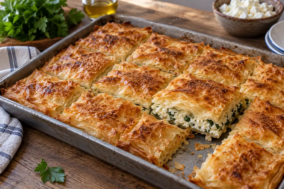 Peynirli Börek Tarifi: Hazır Yufkayla Ölçülü Tepsi Böreği
