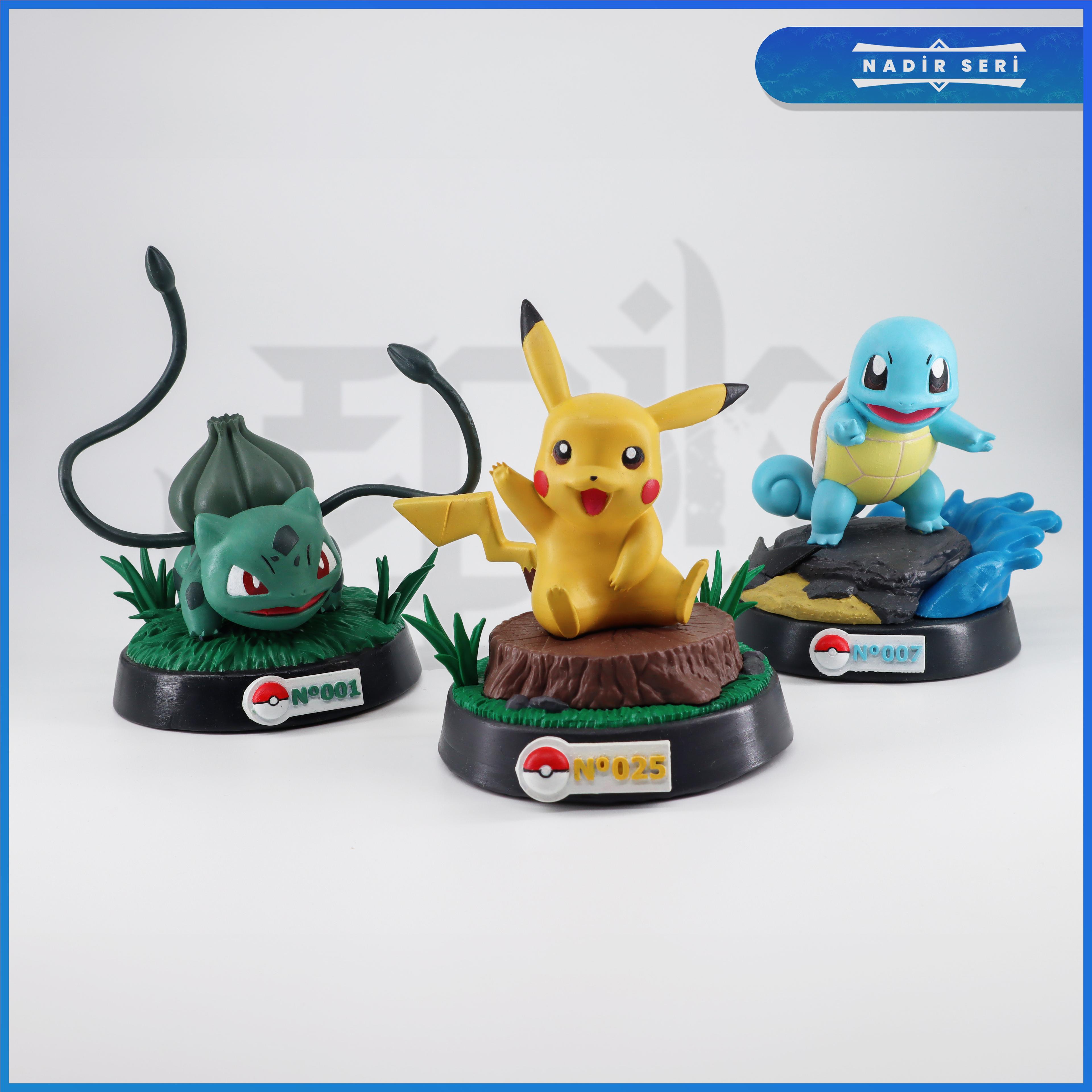 Pokemons - 3'lü Set - Pikachu / Balbasur / Squirtle