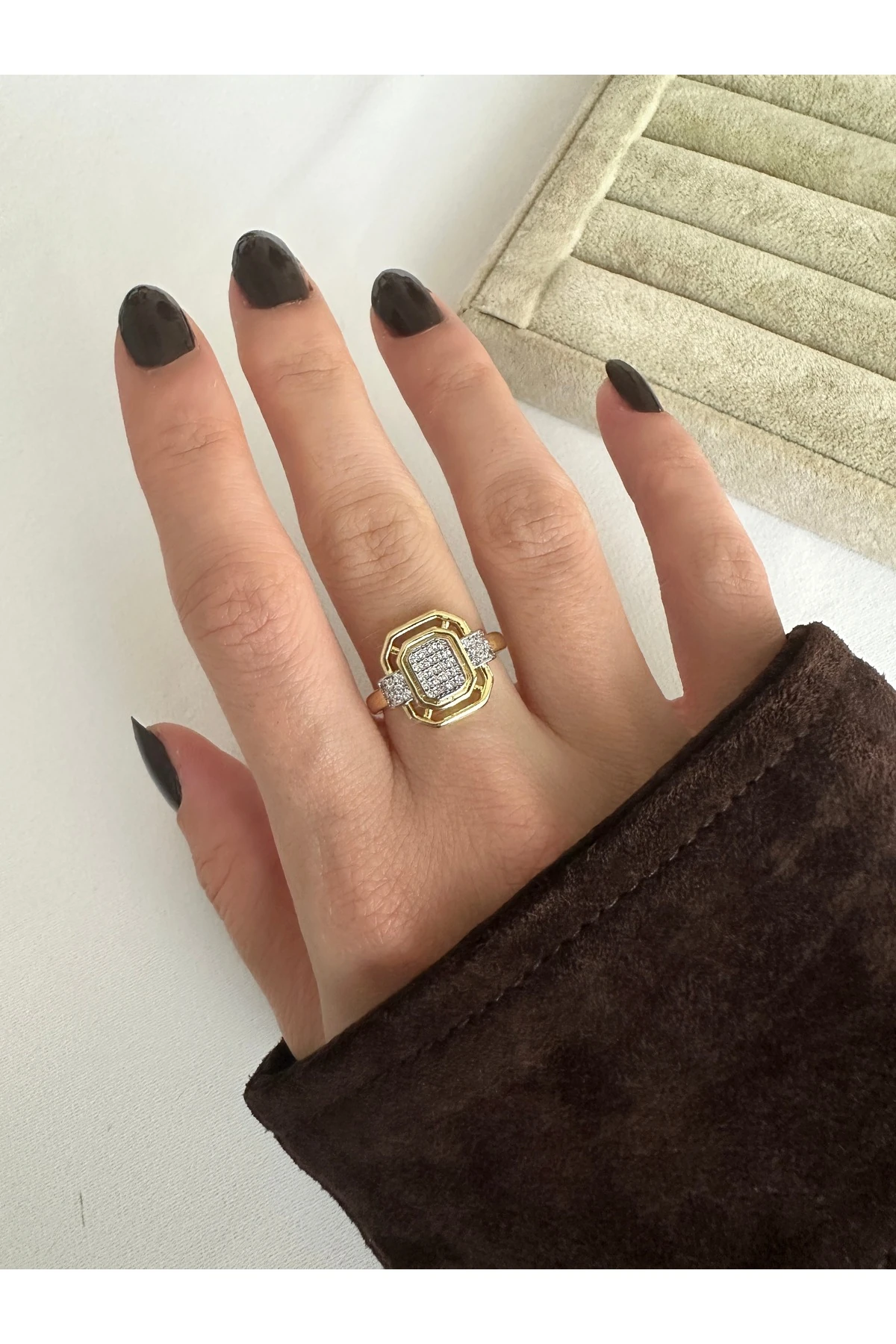 Çift Renkli Dörtgen Yüzük