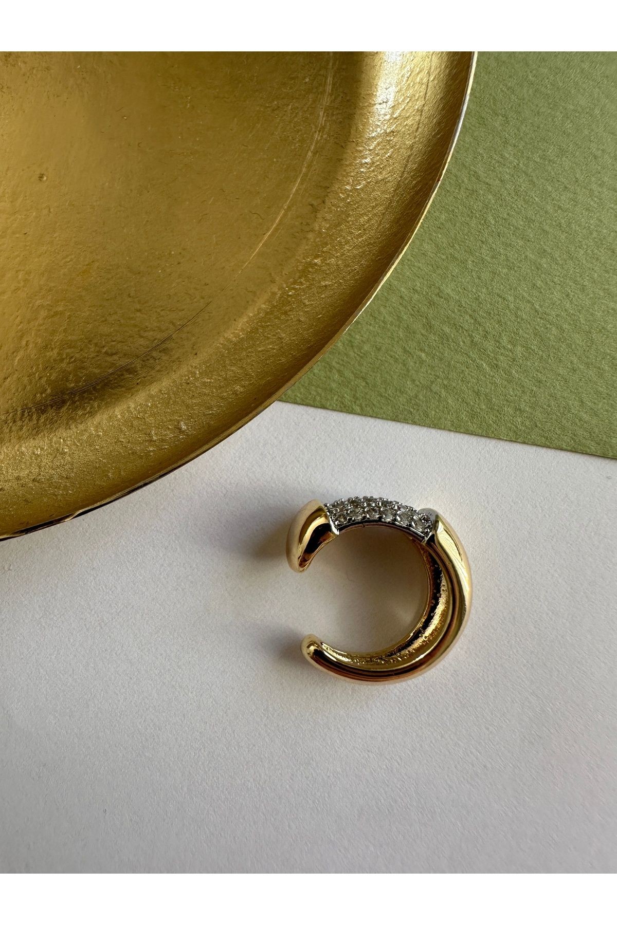 Gold Zirkon Taşlı Kıkırdak Küpe Earcuff