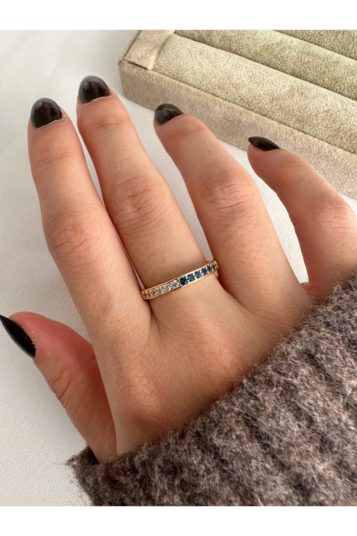 2 Renkli Lacivert Yüzük