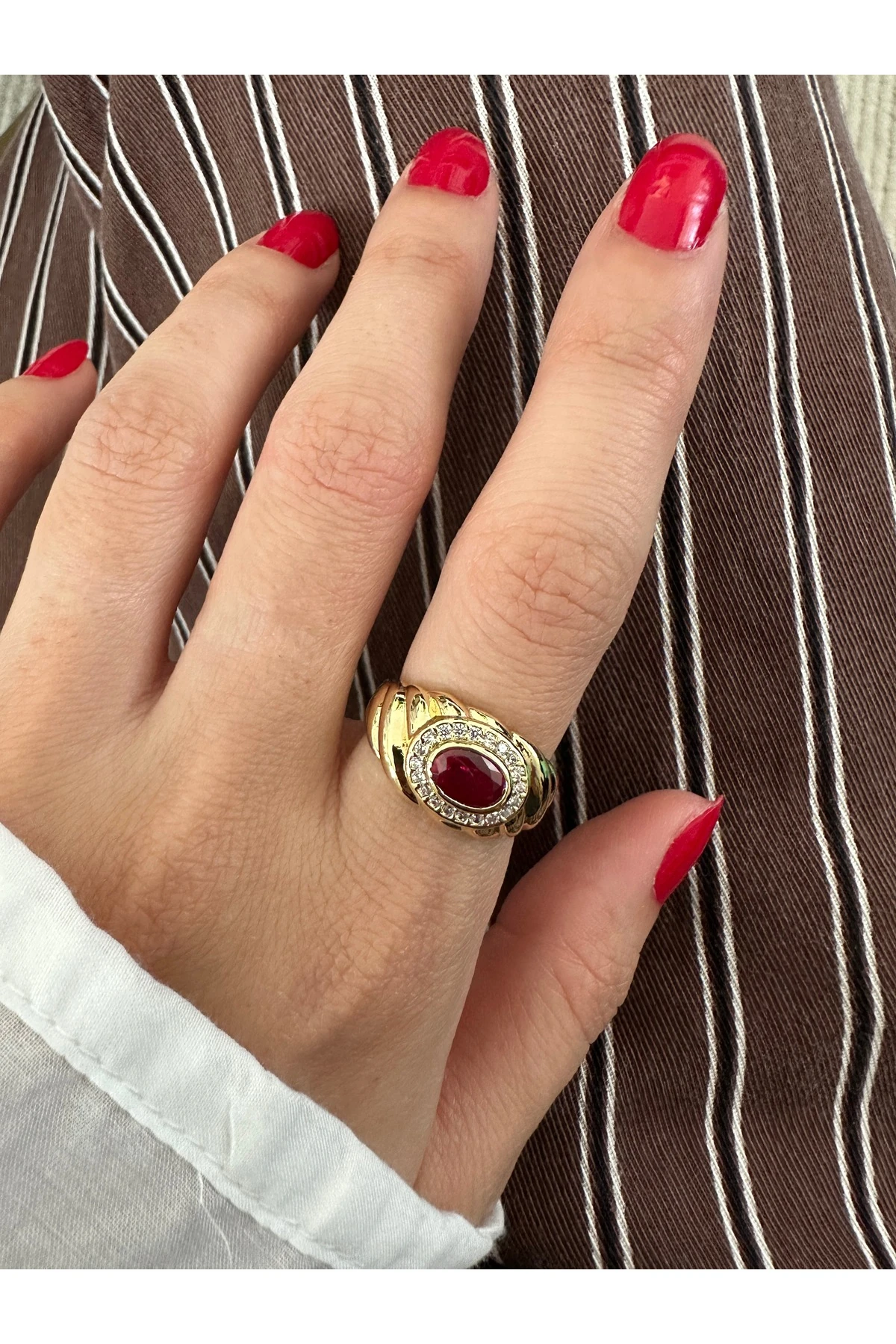 Gold Zirkon Taşlı Lunarial Yüzük