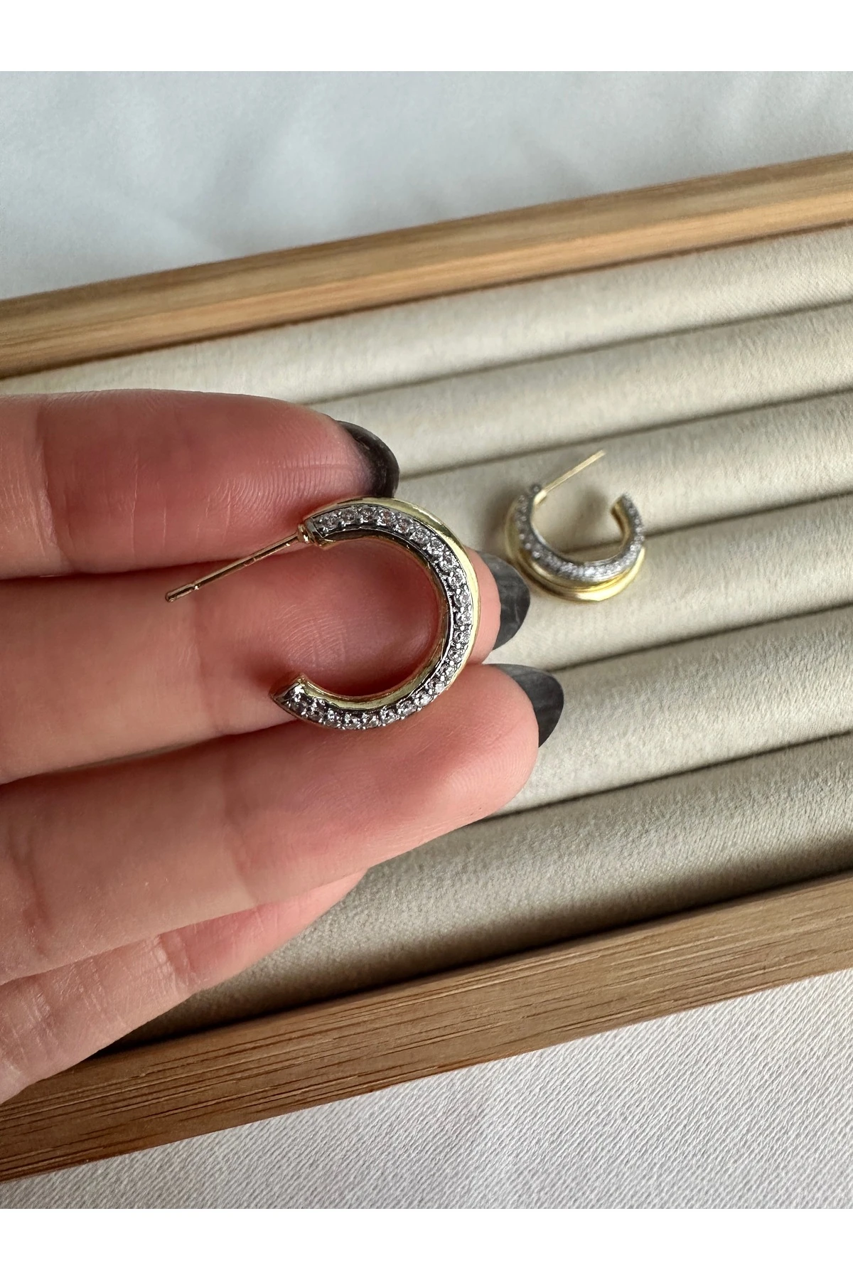 Mix Çift Renkli C Küpe